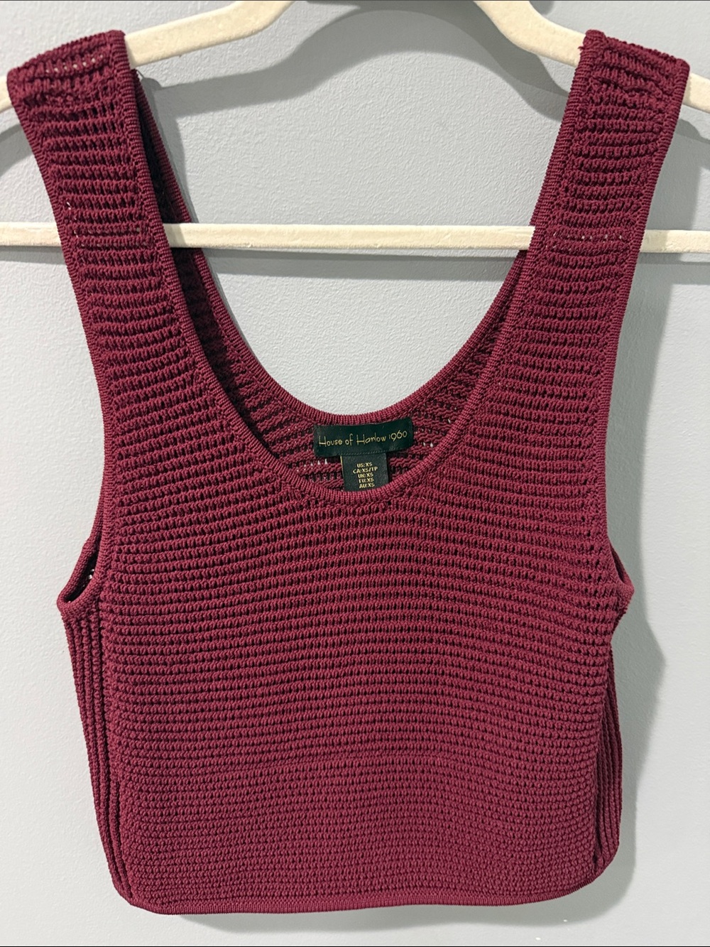 House of Harlow 1960 Burgundy Crocheted Tank